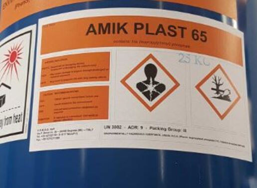 PLASTICIZER AMIK PLAST 65 25 kg Drum Dangerous goods UN3082 9 III